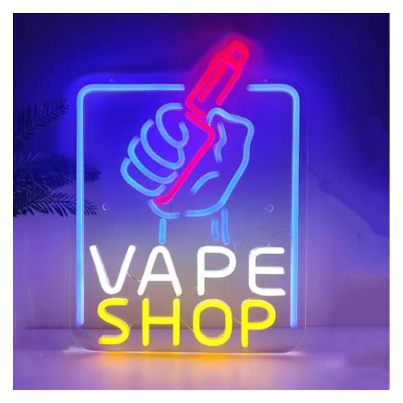 Vaping Store - Vape Shop Neon Sign Hand Holding